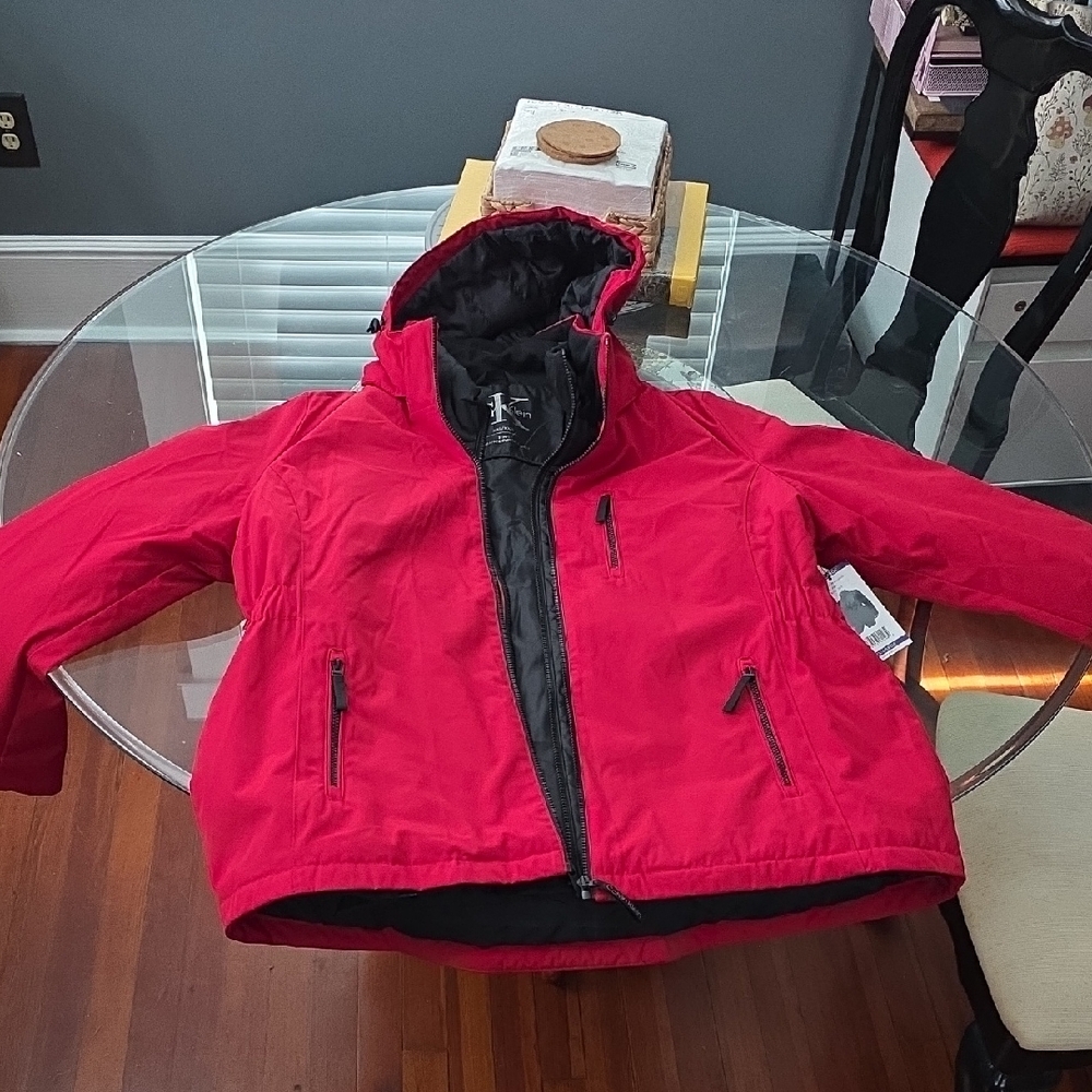 Calvin Klein Red Utility Jacket with Black Accents